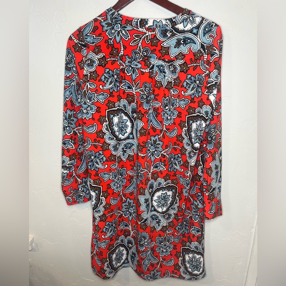 LOFT Red and Blue Paisley Floral Shift Style‎ Tunic Dress - Picture 6 of 7